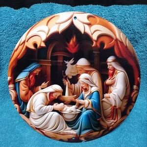 Nativity Scene Decorative Plate Metal